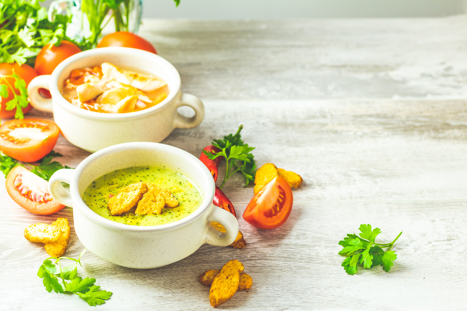 peppers, tomato, carrots, herbs, bowl